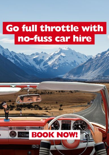 Go full throttle with no-fuss car hire. Book now!