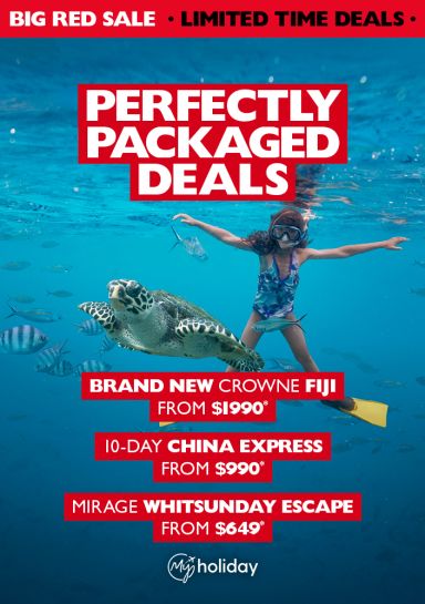 Perfectly packaged deals | brand new Crowne Fiji from $1,990*. 10-day China express from $990*. Mirage Whitsunday Escape from $649*