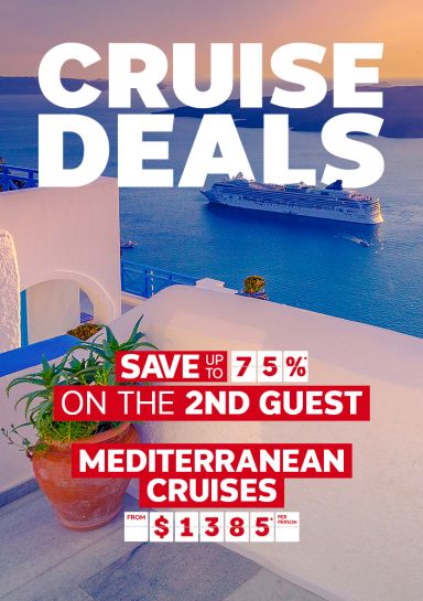Cruise deals. Save up to 75%* on the 2nd guest. Mediterranean Cruises from $1385* per person