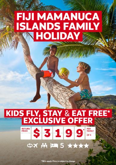 Fiji Mamanuca Islands Family Holiday. Kids fly, stay & eat free* Exclusive offer return from $3199* per family of 4