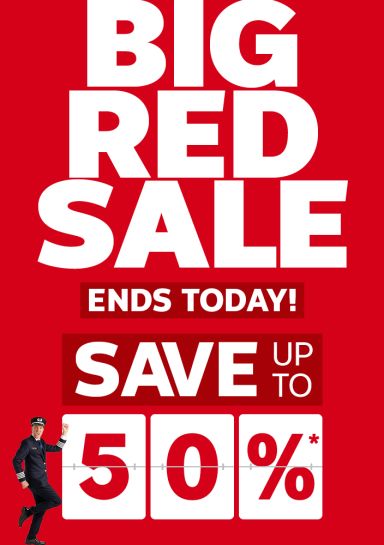 Big Red Sale. Ends today. Save up to 50%*