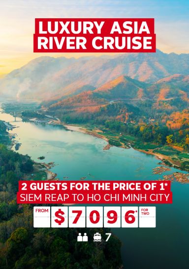 Luxury Asia River Cruise. 2 guests for the price of 1* from $7096* for two