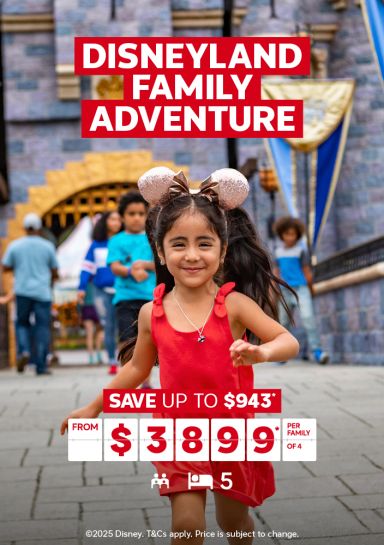 Disneyland family adventure. Save up to $943* from $3899* per family of 4