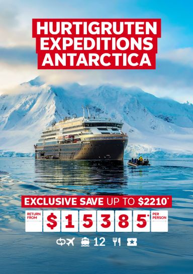 Hurtigruten Expeditions Antarctica. Exclusive save up to $2219* return from $15385* per person