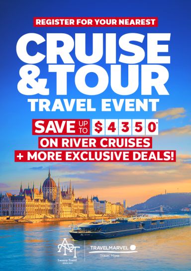 Cruise & tour travel event. Save up to $4350* on river cruises + more exclusive deals!