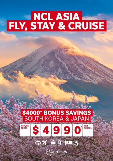 NCL Asia fly, stay & cruise. $4000* bonus savings. South Korea & Japan return from $4990* per person