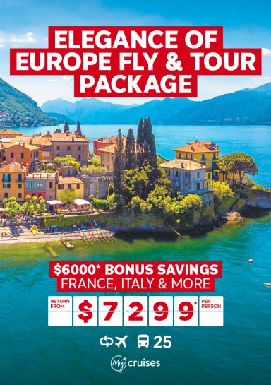 Elegance of Europe fly & tour package. $6000* bonus savings. France, Italy & more return from $7299* per person