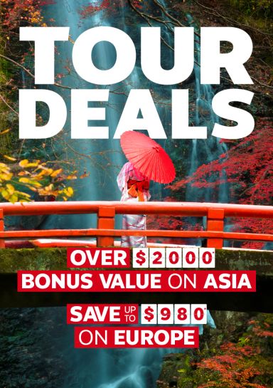Tour deals. Over $2000* bonus value on Asia. Save up to $980* on Europe