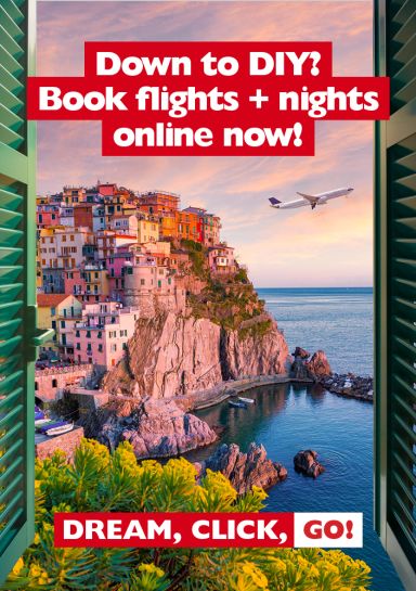 Down to DIY? Book flights + nights online now! Dream, click, go!
