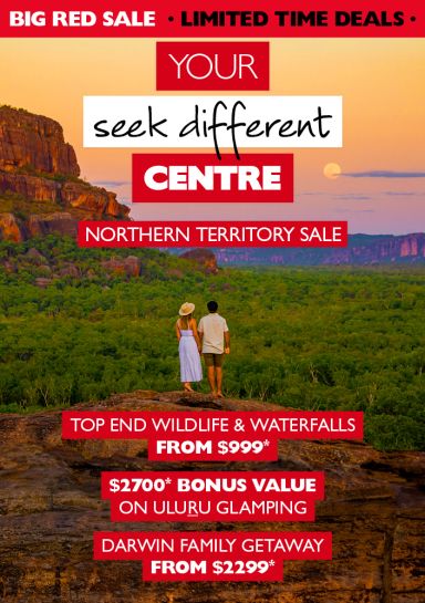 Northern Territory sale | Top End Wildlife & Waterfalls from $999*, $2700* bonus value on Uluru Glamping, Darwin family getaway from $2299*