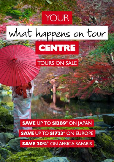 Your what happens on tour centre - tours on sale. Save up to $1,289* on Japan. Save up to $1,723* on Europe. Save 20% on Africa safaris