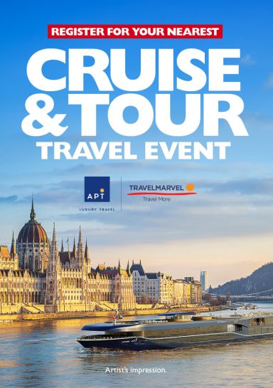 Register for your nearest Cruise & Tour travel event. River cruise ship sailing past the Hungarian Parliament building