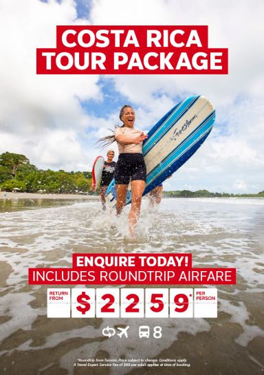 Costa Rica tour package with flights return from $2259* per person