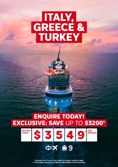 Italy, Greece & Turkey Cruise for $3549 per person