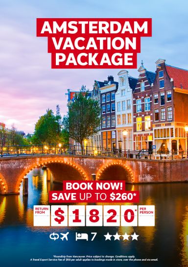 Amsterdam vacation package for $1820* per person
