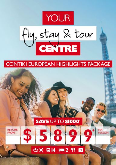 Your fly, stay & tour Centre | Contiki European Highlights Package | Save up to $1000* return from $5899* per person