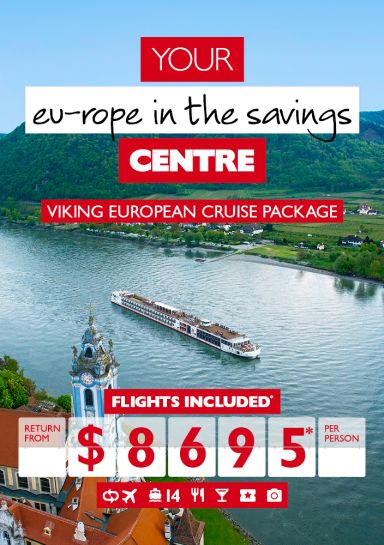 Your eu-rope in the savings centre | Viking European cruise package. Flights included* return from $8,695* per person. Viking cruise ship on a clear European river