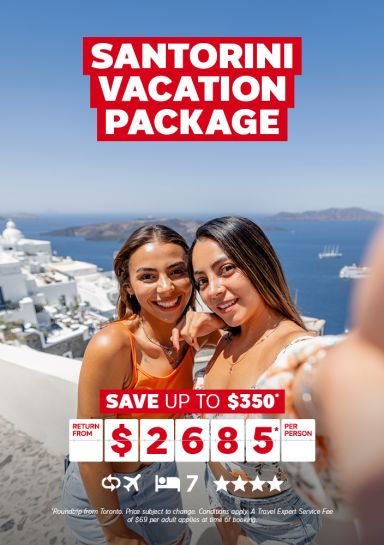 Santorini vacation package for $2685* per person