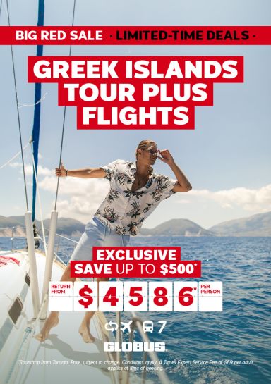 BIG RED DEAL - Greek Islands tour with flights for $4586* per person