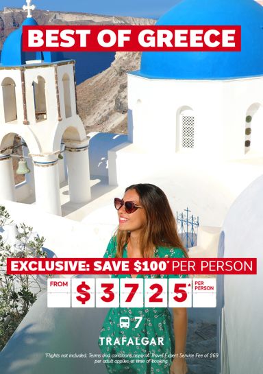 Best of Greece tour with Trafalgar for $3725* per person