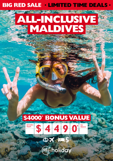 All-inclusive Maldives. $4000* bonus value return from $4490* per person