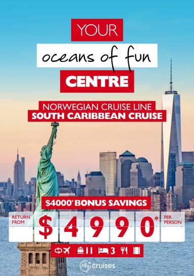 Your oceans of fun centre | Norwegian Cruise Line South Caribbean Cruise. $4,000* bonus savings return from $4,990* per person. New York City with the Statue of Liberty
