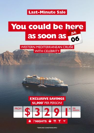LAST MINUTE SALE - Western Mediterranean cruise for as low as $3,291* per person!
