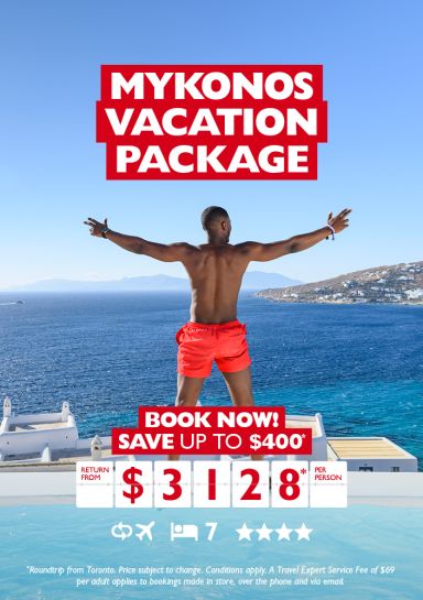 Mykonos vacation package for $3,128* per person