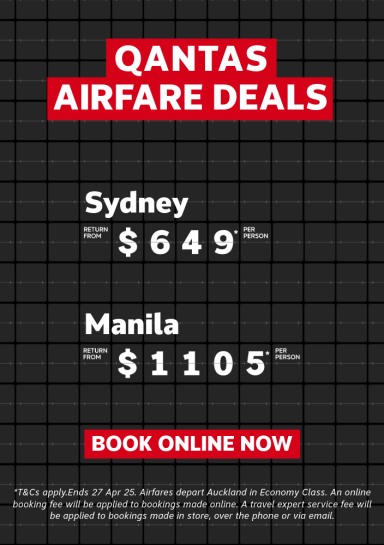 Qantas Airfare Deals. Sydney return from $649* per person, Manila return from $1105* per person