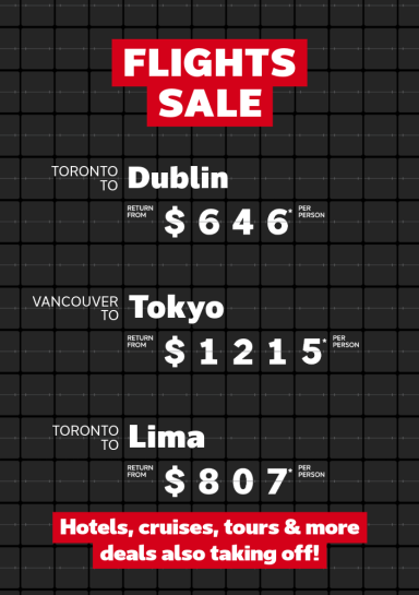 Check out these top flight offers to Ireland, Japan, Peru and more!
