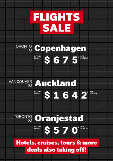 Top flights to hot destinations, check out our top flights deals!