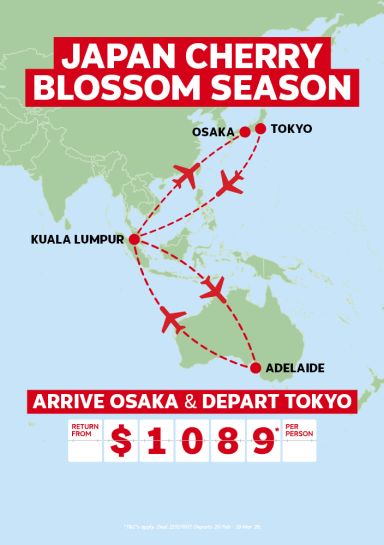 Japan Cherry Blossom season | arrive Osaka & depart Tokyo. Return from $1,089* per person