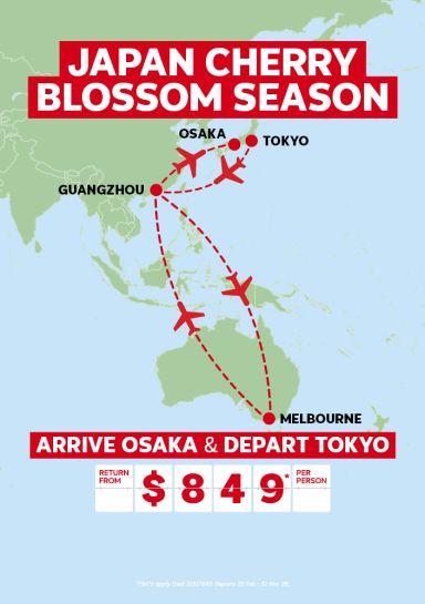 Japan Cherry Blossom season | arrive Osaka & depart Tokyo. Return from $849* per person