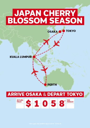 Japan Cherry Blossom season | arrive Osaka & depart Tokyo. Return from $1,058* per person