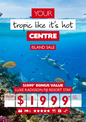 Your tropic like its hot centre - Island Sale. $1,699* bonus value Luxe Radisson Fiji Resort Stay from $1,999* for two. Woman scuba diving