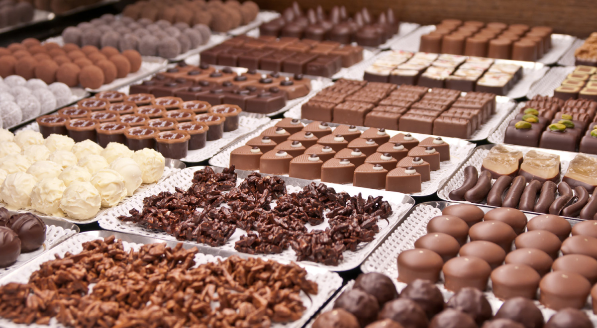 Display of truffles and other chocolates