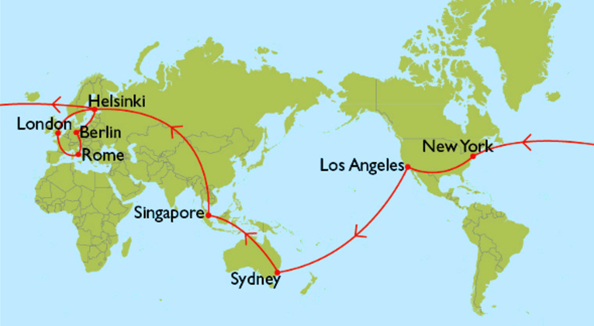 round the world trip map
