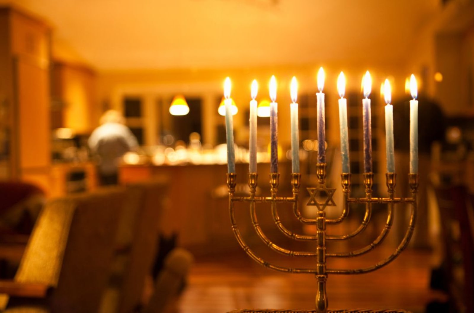 All nine menorah candles lit for Hannukah