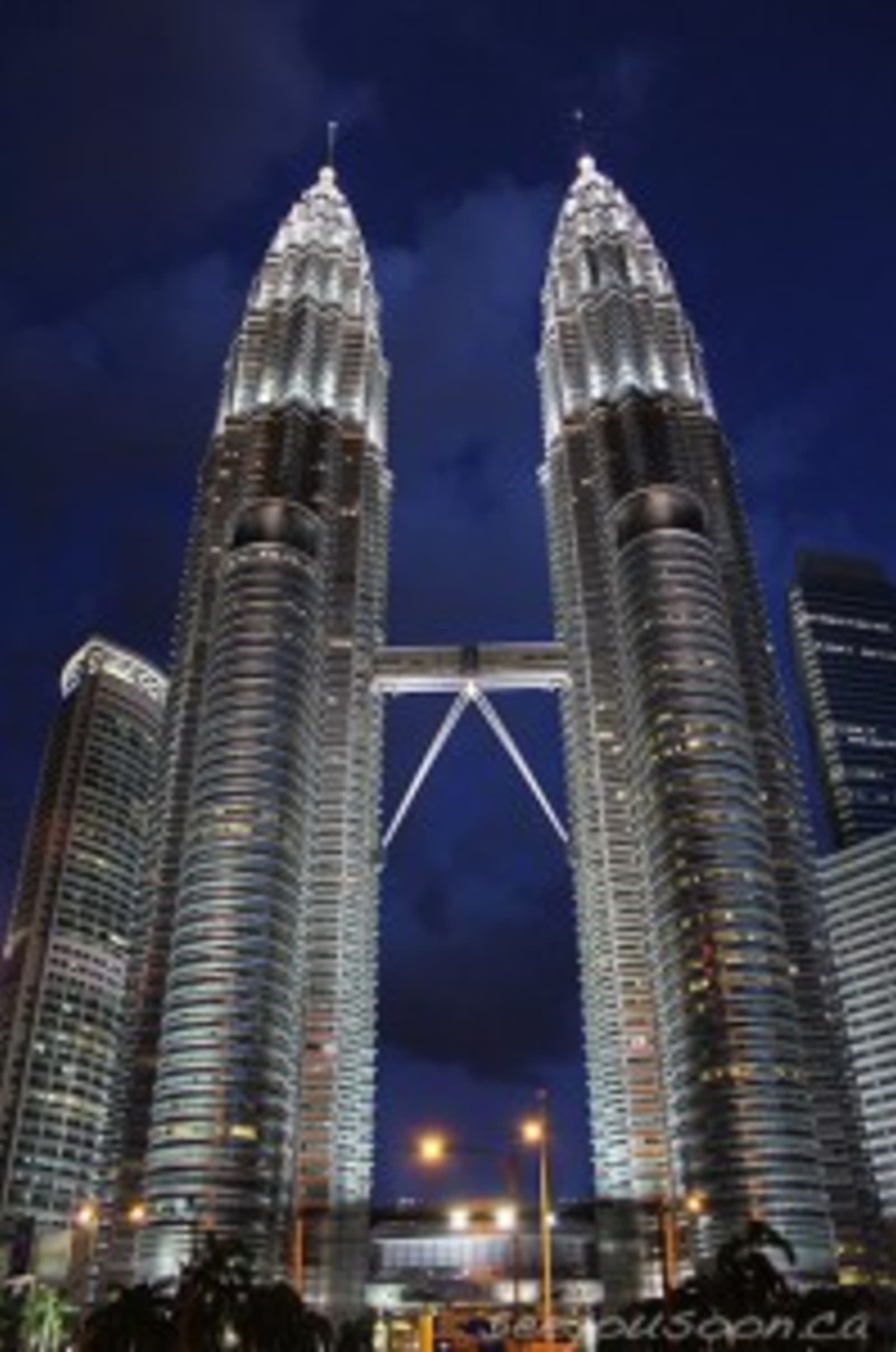 Petronas towers in Kuala Lumpur at night-time