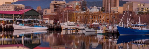 Hobart, Tasmania waterfront at sunrise