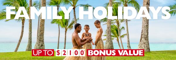 Family holidays. DISNEYLAND RESORT SAVE UP TO $914*, BALI UP TO $1520* BONUS VALUE, FIJI UP TO $2100* BONUS VALUE