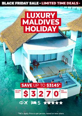 Luxury Maldives Holiday. Save up to $3145* return from $3270* per person