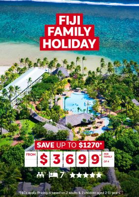 Fiji family holiday. Save up to $1270* from $3699* per family of 4