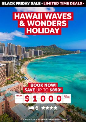 Hawaii waves & wonders holiday. Book now! Save up to $850* from $1000* per person