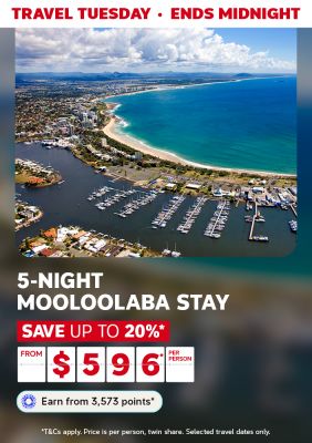 Aerial view of Mooloolaba featuring a 5-night Mooloolaba stay from $596*