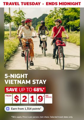 People cycling through Vietnam, featuring a 5-night Vietnam stay from $219* per person