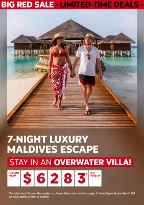7-night luxury Maldives escape return from $6283* per person | Stay in an overwater villa!