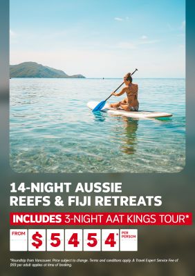 14-night Aussie reefs & Fiji retreats - fly, stay and tour package. Return from Vancouver from $5454* per person