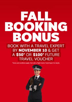 Fall Booking Bonus In-Store Travel Expert Promo