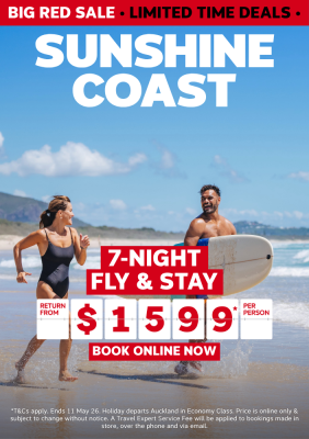 BIG RED SALE |SUNSHINE COAST 7-NIGHT FLY & STAY